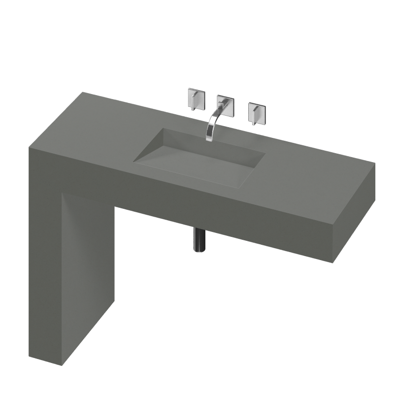 BALANCE 1 SINGLE BOWL ONE PIECE VANITY SINK CEMENTO SPA COLOR