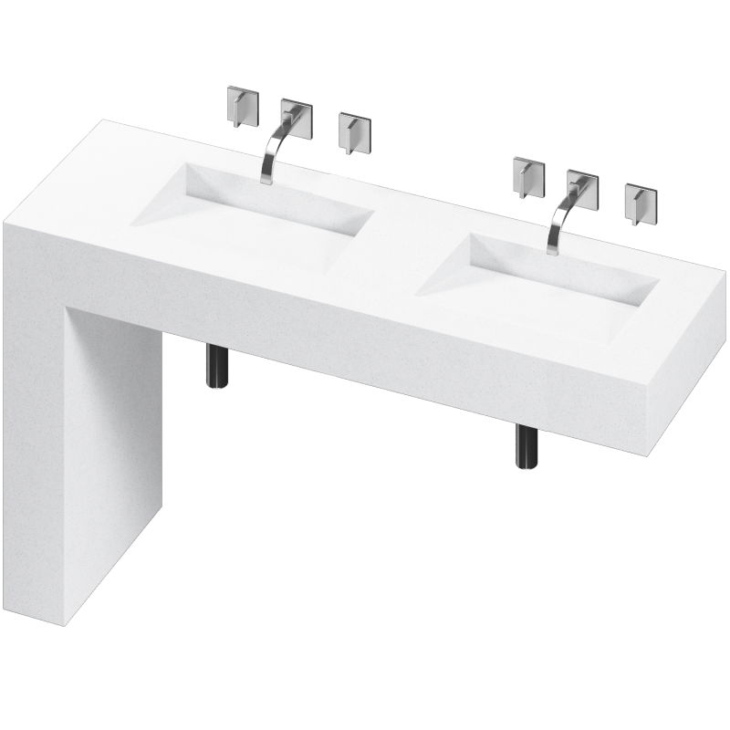 BALANCE 2 DOUBLE BOWL ONE PIECE VANITY SINK BLANCO ZEUS COLOR