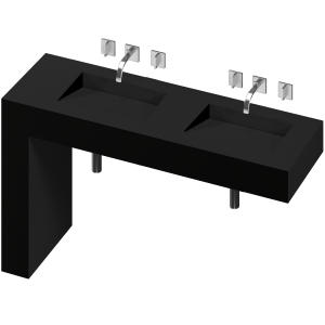 BALANCE 2 DOUBLE BOWL ONE PIECE VANITY SINK ICONIC BLACK COLOR