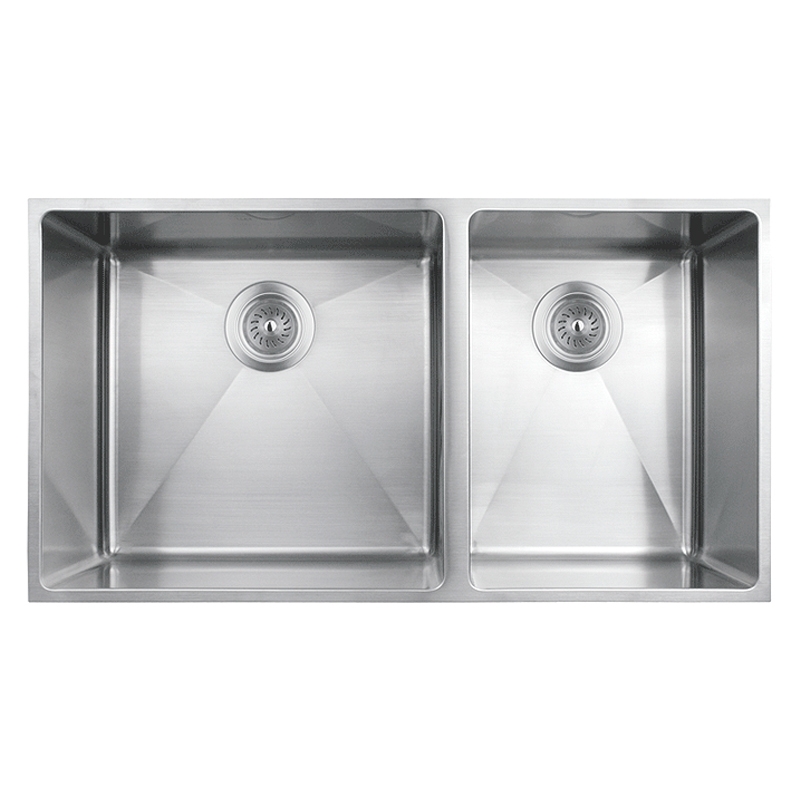 DOUBLE BOWL KITCHEN SINK WITH ROUNDED CORNERS