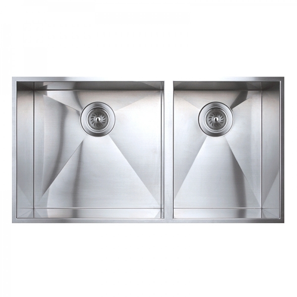 DOUBLE BOWL KITCHEN SINK WITH SQUARE CORNERS