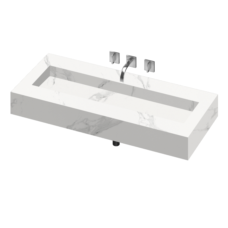 SILENCE 1200 DOUBLE BOWL ONE PIECE VANITY SINK NATURA COLOR