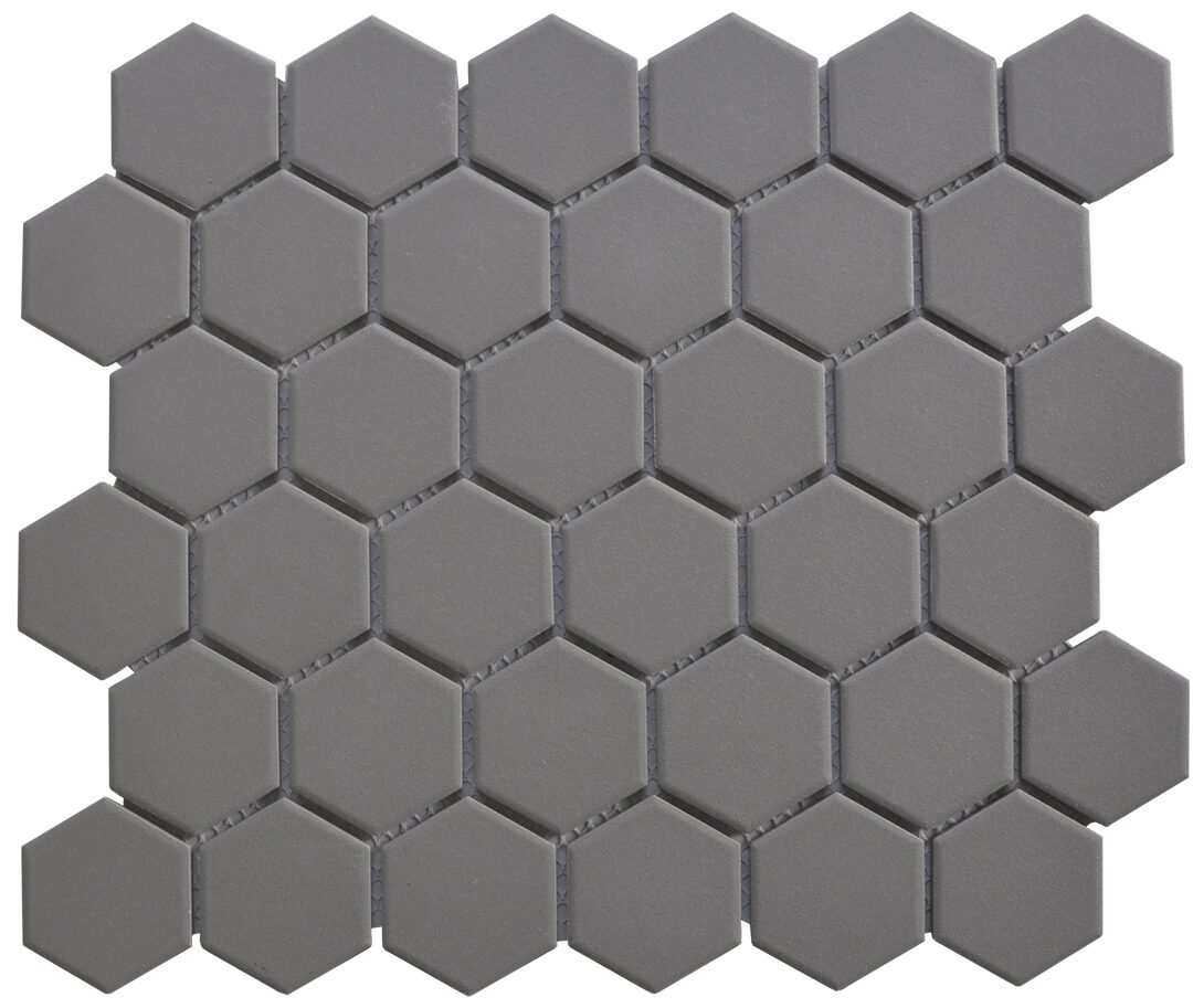 Mosaic Eclipse Dark Grey Unglazed Hexagon — Julian Tile