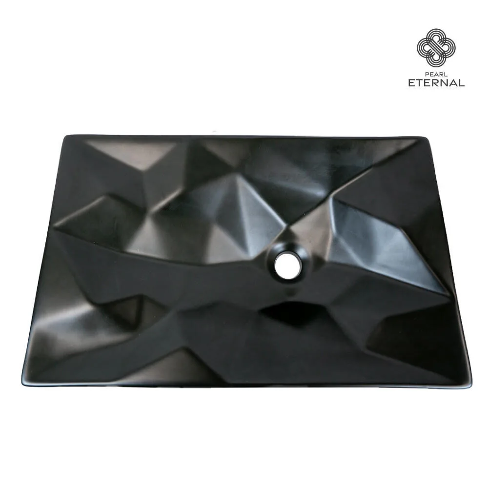 CHRONOS Matte Black Vessel Sink — Pearl