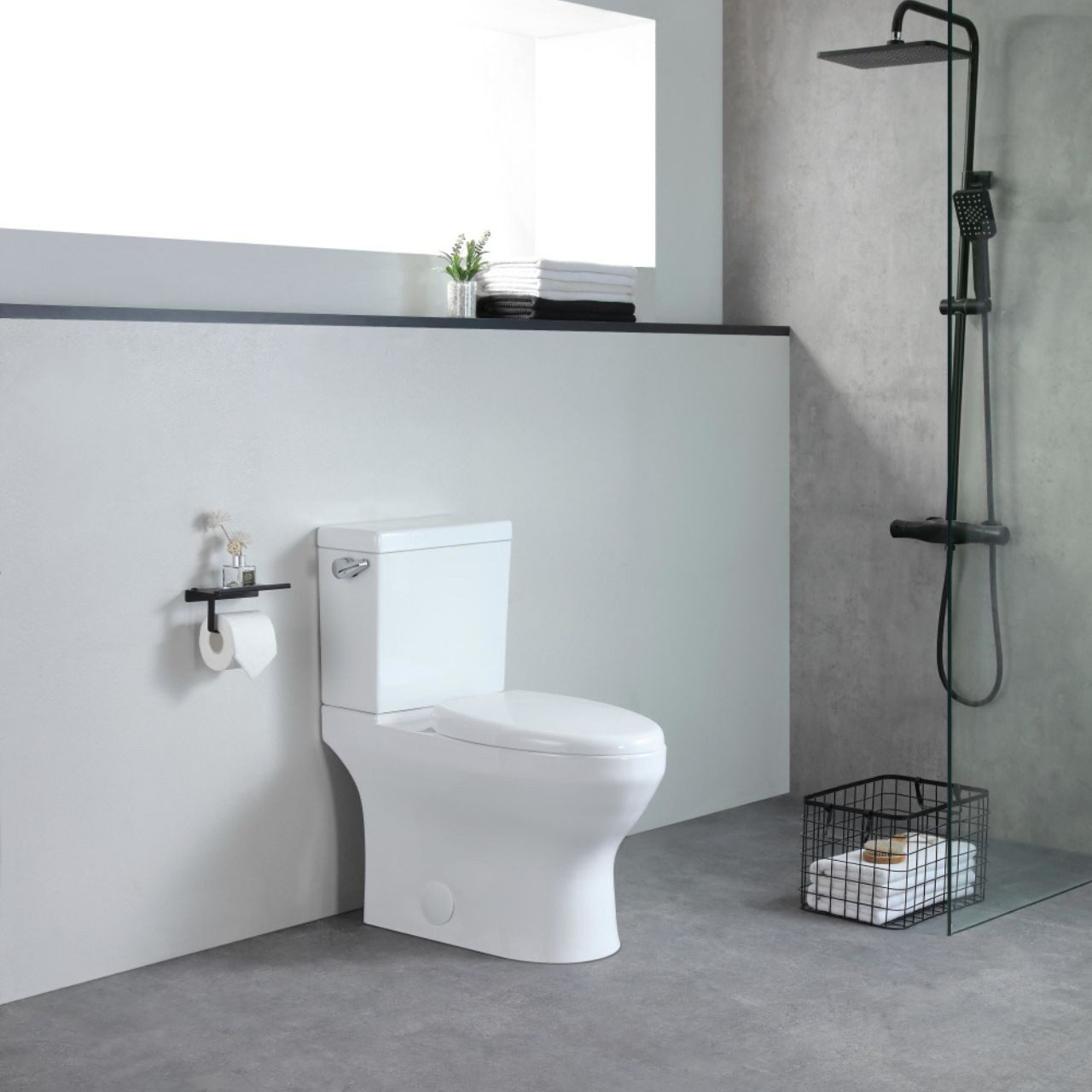 ISAAC Two-Piece Toilet w/ Side Flush — Pearl