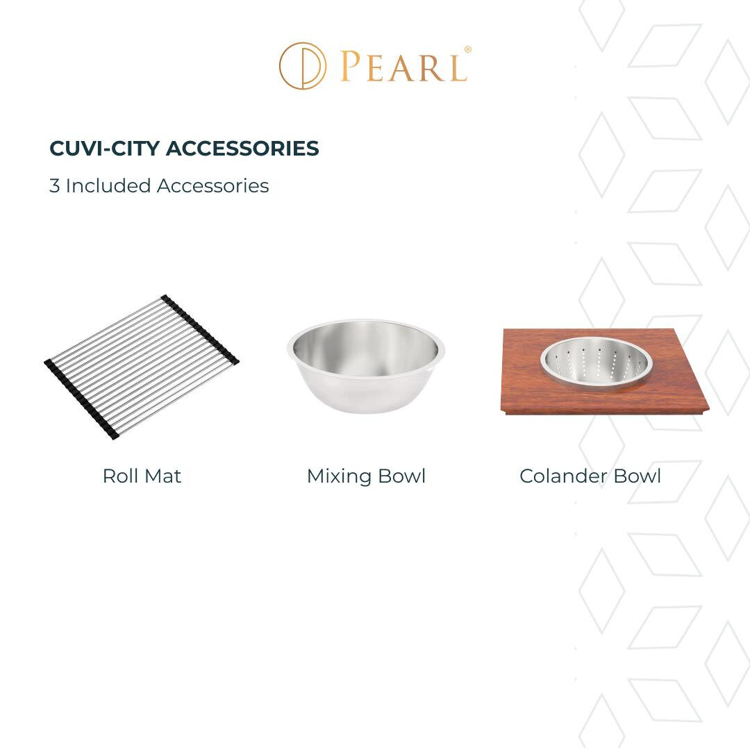 CUVI - CITY - 16 Gauge Single Bowl Stainless Steel Kitchen Sink System — Pearl