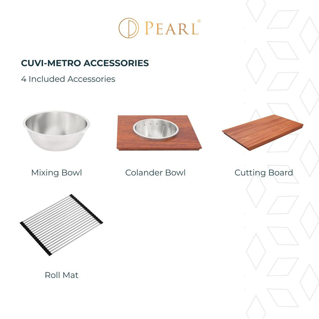 CUVI - METRO - 16 Gauge Single Bowl Stainless Steel Kitchen Sink System — Pearl