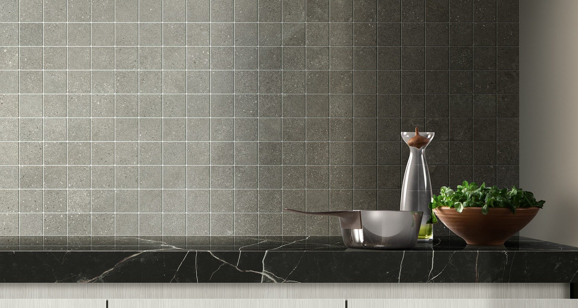 Storm Grey 2"X2" Mosaic by Richmond — Tile flooring · Canadian Flooring & Renovations Vancouver